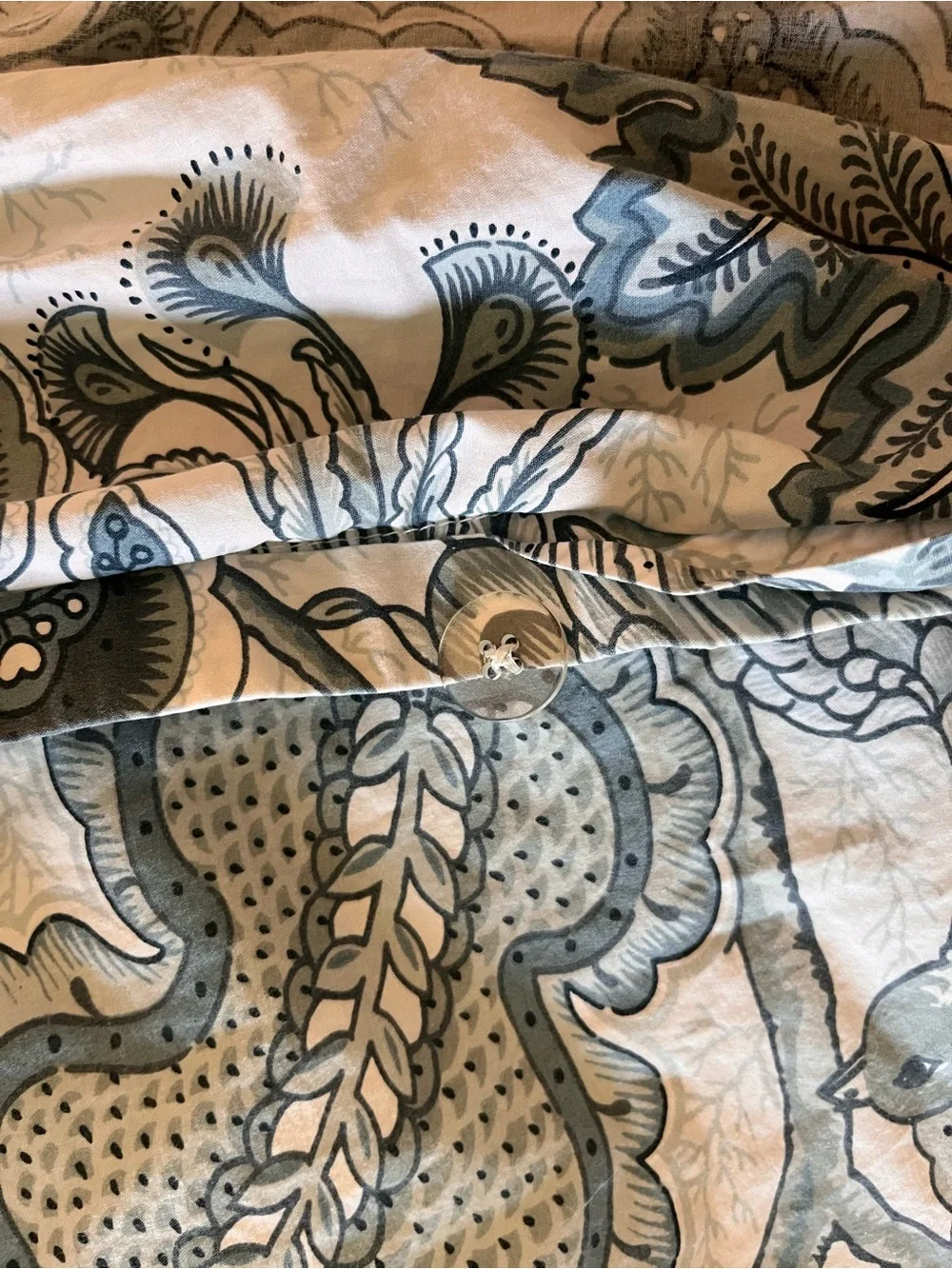 Pottery Barn Paige Palampore Blue White Queen Duvet Cover Shams